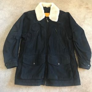 Vintage Timberland Leather Bomber Style Parka Coat